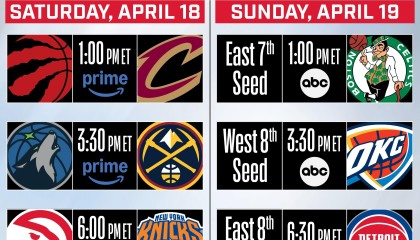 BetVictor伟德官网-NBA季后赛首轮赛程：周日1点猛龙骑士开打，8点半湖人战火箭